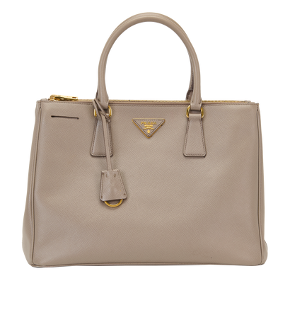 Galleria Double Zip, &pound;750, Handbags, Taupe, Leather, Front view